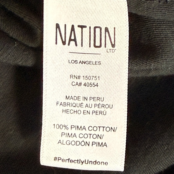 Nation Ltd Jayden Flutter Sleeve Pima Cotton Black Blouse, size Large - Picture 9 of 10